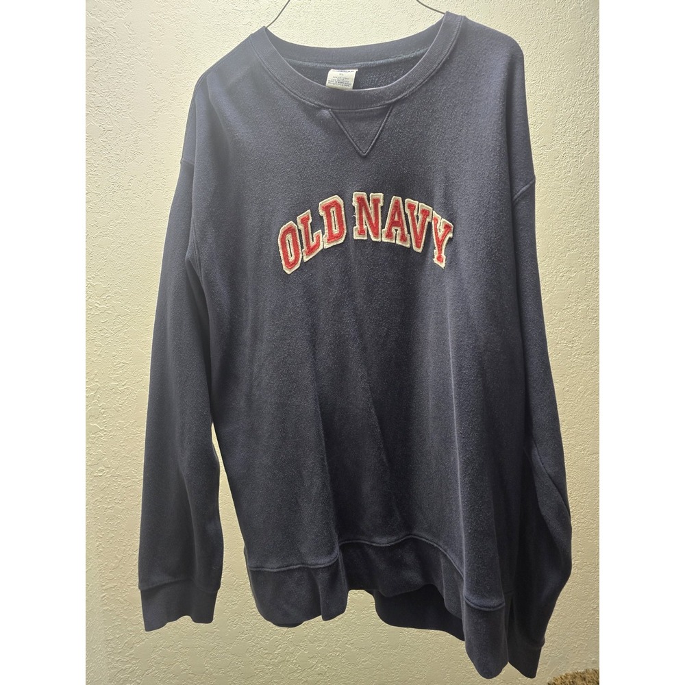 Men's VTG Y2K Old Navy Skater Grunge Blue Long Sleeve Pullover Adult Size XL